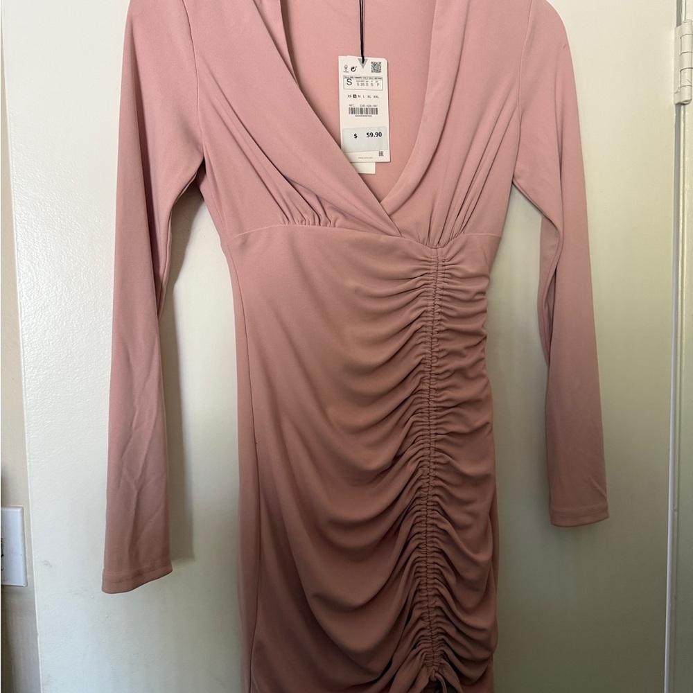 Elegant Pink Ruched Dress